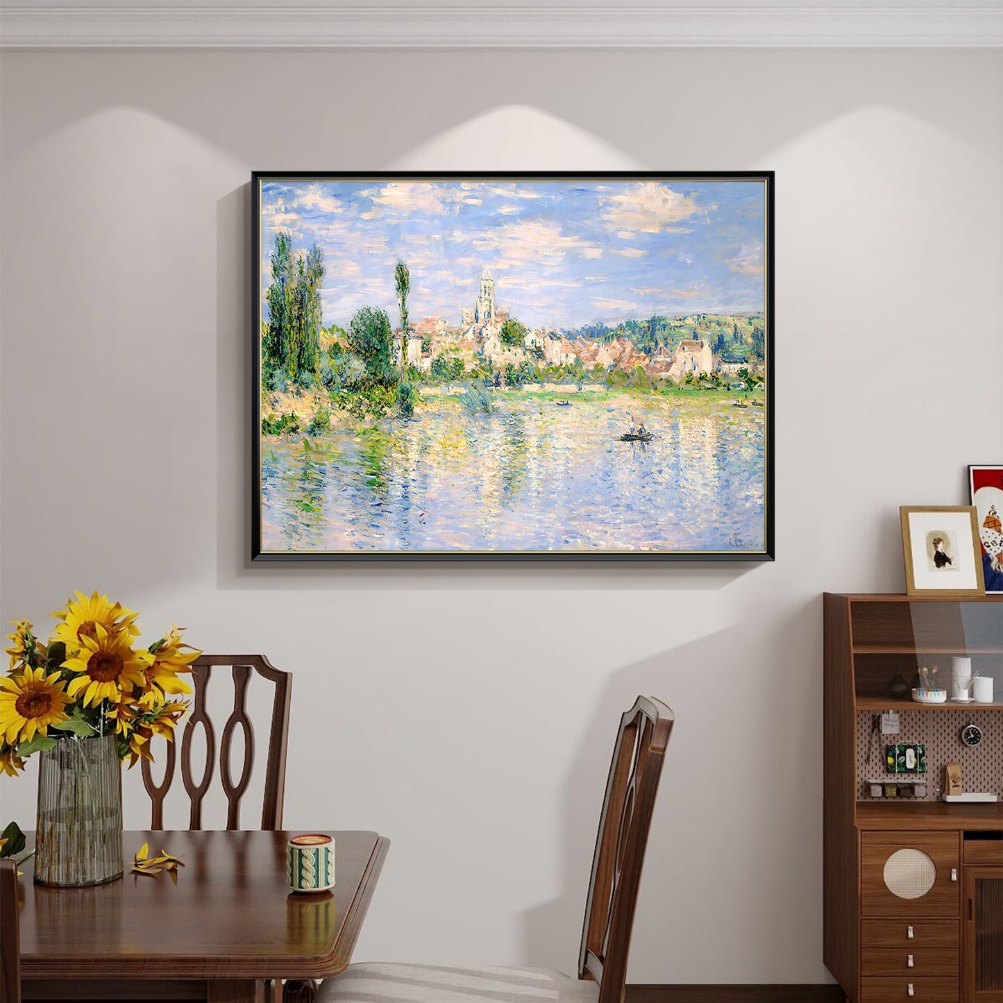 HIGHMAX Riverside Town Canvas 3D Wall Art Hand Oil Painting Impressionist Landscape Living Room Bedroom Decor Gift