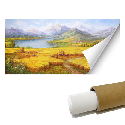 HIGHMAX Harvest Landscape Oil Painting Golden Wheat Field Countryside Canvas Wall Art Hand Painted Farmhouse Decor