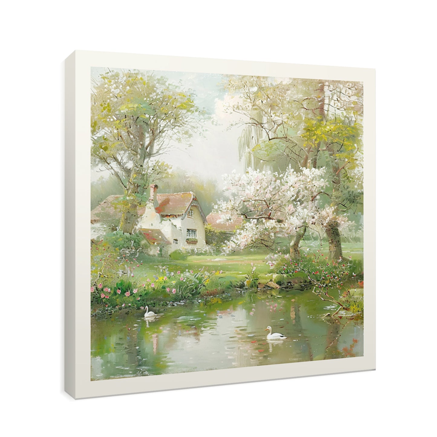 HIGHMAX Countryside Scenery Canvas 3D Wall Art Hand Oil Painting Tranquil Landscape Living Room Bedroom Decor Gift