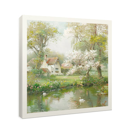 HIGHMAX Countryside Scenery Canvas 3D Wall Art Hand Oil Painting Tranquil Landscape Living Room Bedroom Decor Gift