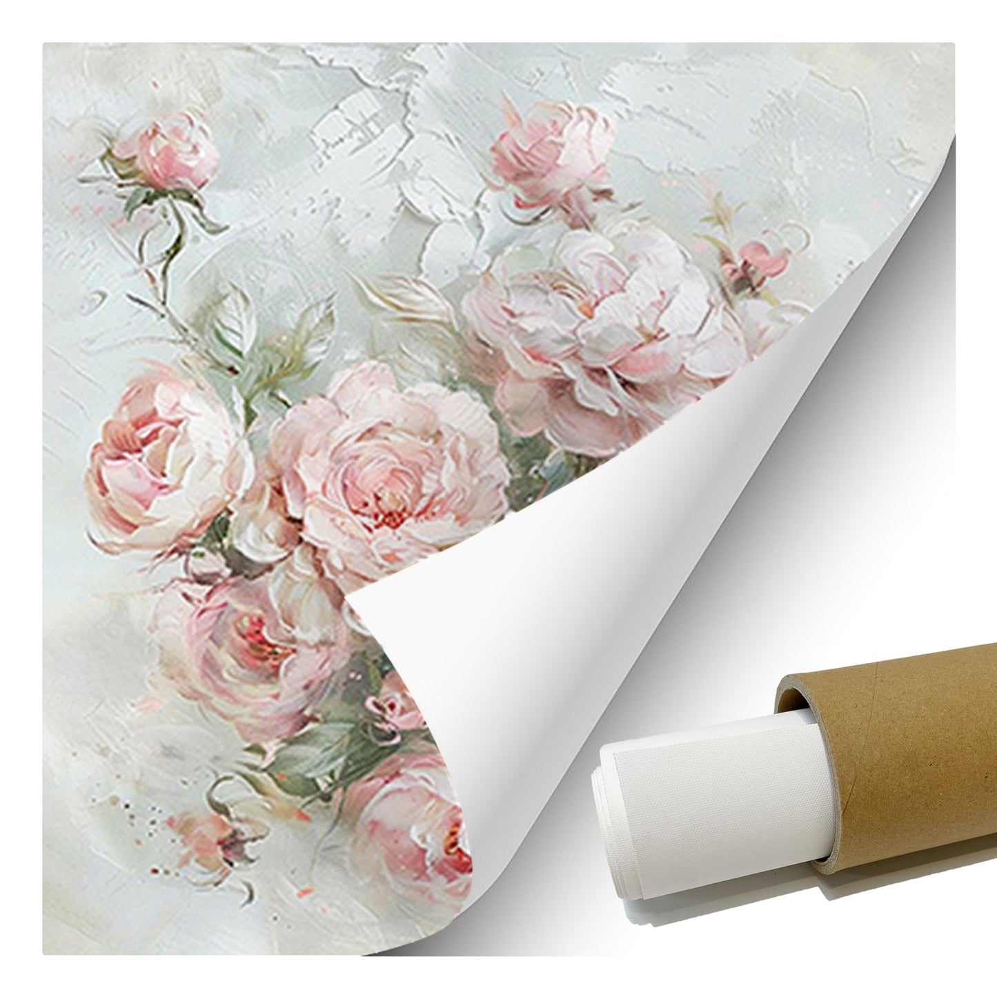 HIGHMAX Pink Rose Bouquet Canvas 3D Wall Art Hand Oil Painting Romantic Floral Decor Living Room Bedroom Gift