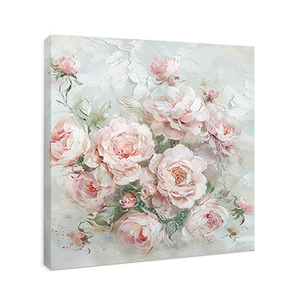HIGHMAX Pink Rose Bouquet Canvas 3D Wall Art Hand Oil Painting Romantic Floral Decor Living Room Bedroom Gift