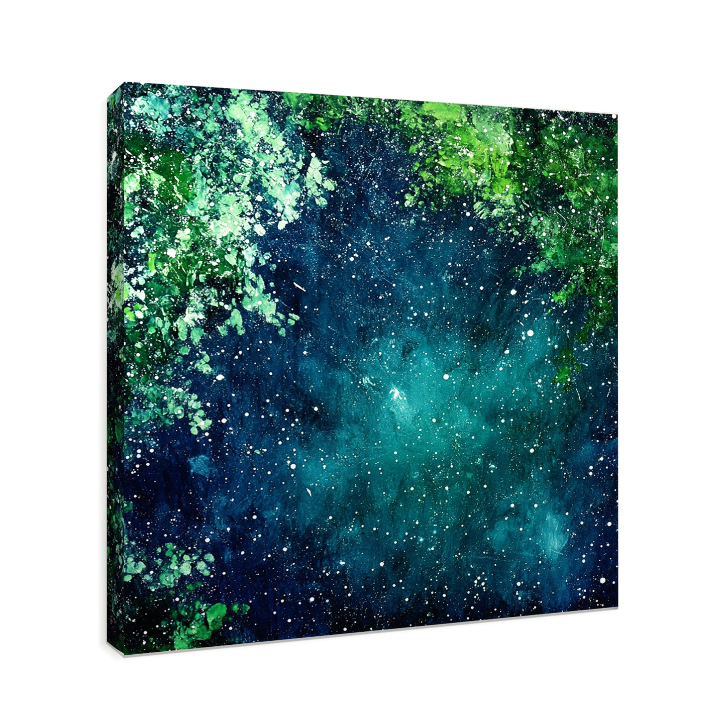 HIGHMAX Starry Night Forest Canvas 3D Wall Art Hand Oil Painting Abstract Night Landscape Living Room Bedroom Decor Gift