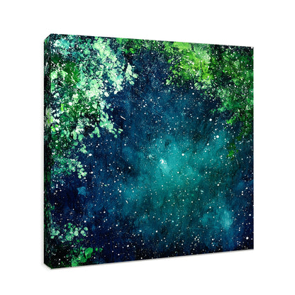 HIGHMAX Starry Night Forest Canvas 3D Wall Art Hand Oil Painting Abstract Night Landscape Living Room Bedroom Decor Gift