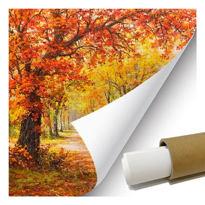 HIGHMAX Autumn Forest Deer Canvas 3D Wall Art Hand Oil Painting Fall Landscape Living Room Bedroom Decor Gift