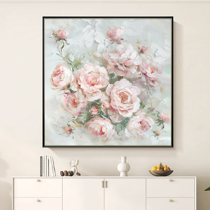HIGHMAX Pink Rose Bouquet Canvas 3D Wall Art Hand Oil Painting Romantic Floral Decor Living Room Bedroom Gift