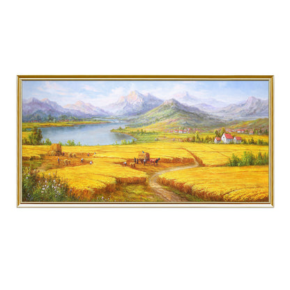 HIGHMAX Harvest Landscape Oil Painting Golden Wheat Field Countryside Canvas Wall Art Hand Painted Farmhouse Decor