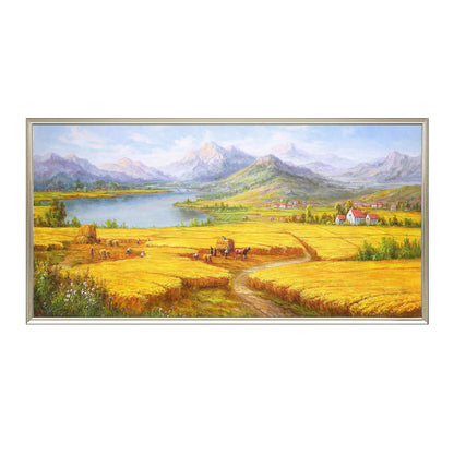 HIGHMAX Harvest Landscape Oil Painting Golden Wheat Field Countryside Canvas Wall Art Hand Painted Farmhouse Decor