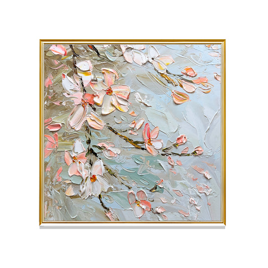 HIGHMAX Flower Canvas 3D Wall Art Hand Oil Painting Abstract Pink Heavy Textured Living Room Bedroom Decor Gift