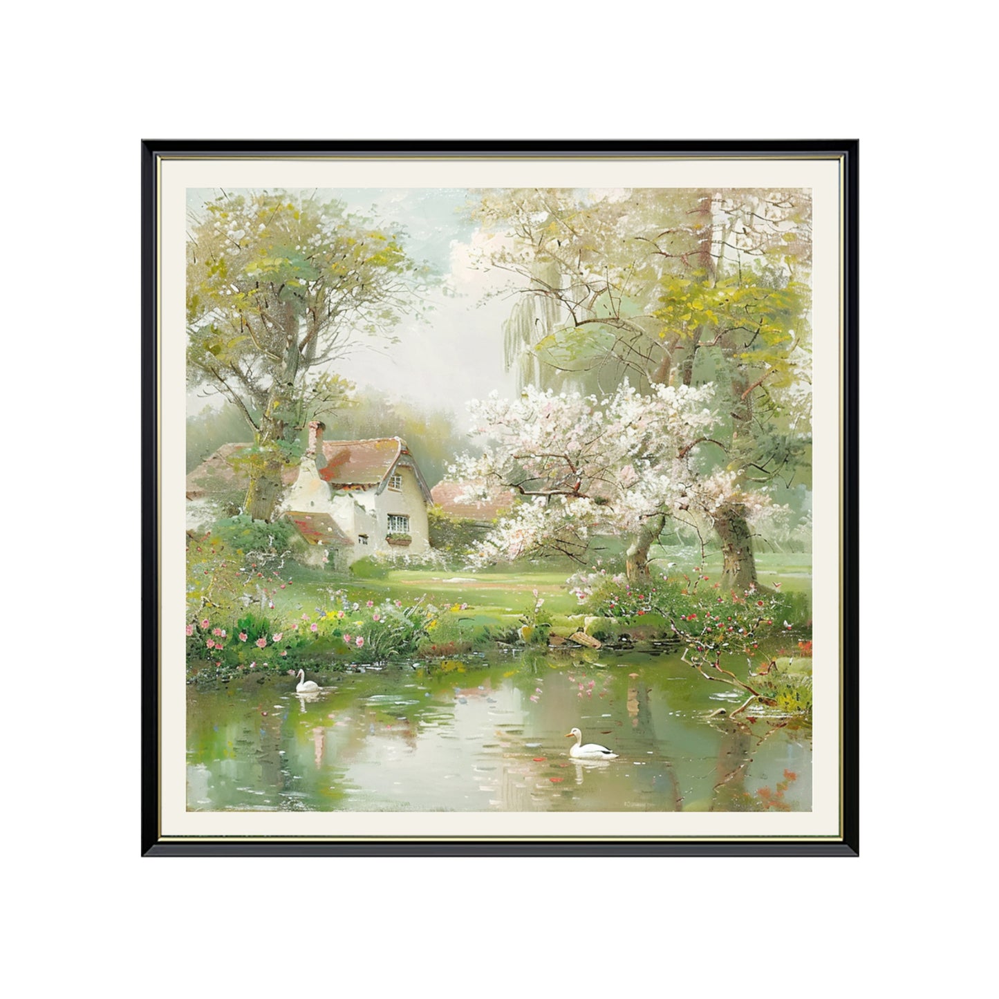 HIGHMAX Countryside Scenery Canvas 3D Wall Art Hand Oil Painting Tranquil Landscape Living Room Bedroom Decor Gift