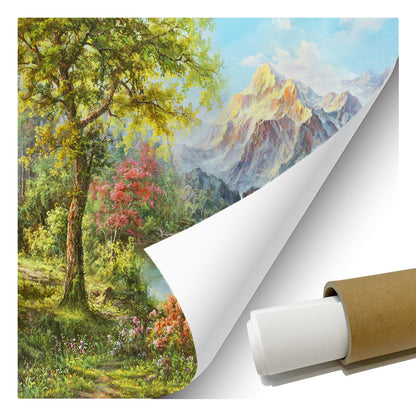 HIGHMAX Mountain Lake Deer Canvas 3D Wall Art Hand Oil Painting Natural Landscape Living Room Bedroom Decor Gift