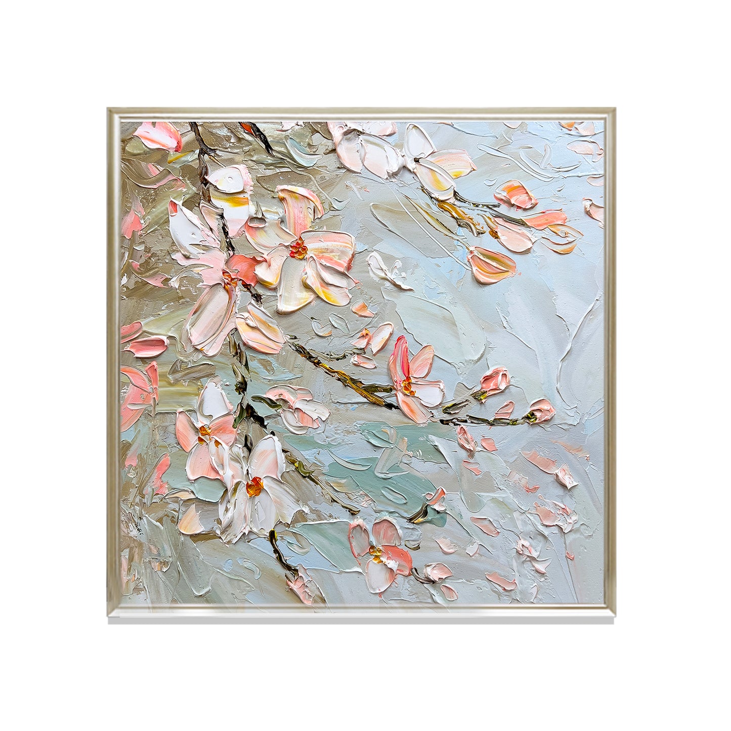 HIGHMAX Flower Canvas 3D Wall Art Hand Oil Painting Abstract Pink Heavy Textured Living Room Bedroom Decor Gift