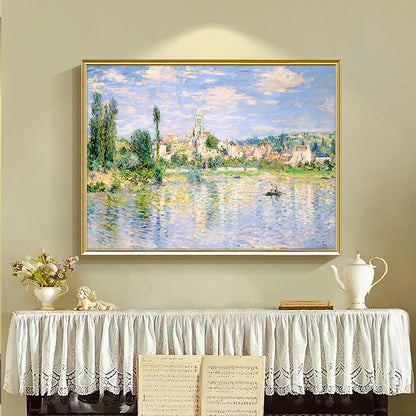 HIGHMAX Riverside Town Canvas 3D Wall Art Hand Oil Painting Impressionist Landscape Living Room Bedroom Decor Gift