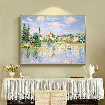 HIGHMAX Riverside Town Canvas 3D Wall Art Hand Oil Painting Impressionist Landscape Living Room Bedroom Decor Gift