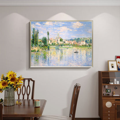 HIGHMAX Riverside Town Canvas 3D Wall Art Hand Oil Painting Impressionist Landscape Living Room Bedroom Decor Gift