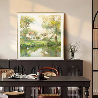 HIGHMAX Countryside Scenery Canvas 3D Wall Art Hand Oil Painting Tranquil Landscape Living Room Bedroom Decor Gift