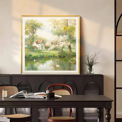 HIGHMAX Countryside Scenery Canvas 3D Wall Art Hand Oil Painting Tranquil Landscape Living Room Bedroom Decor Gift