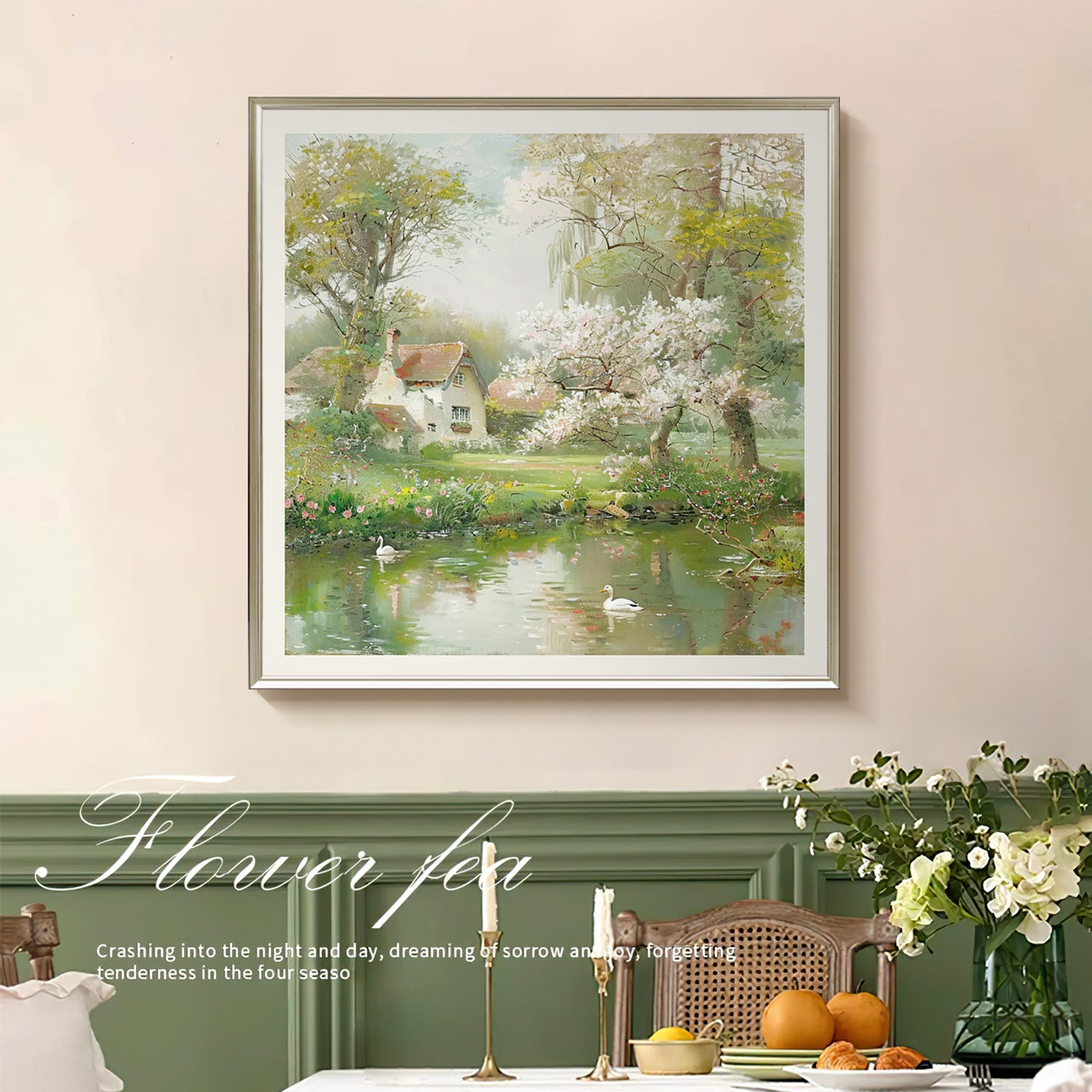 HIGHMAX Countryside Scenery Canvas 3D Wall Art Hand Oil Painting Tranquil Landscape Living Room Bedroom Decor Gift