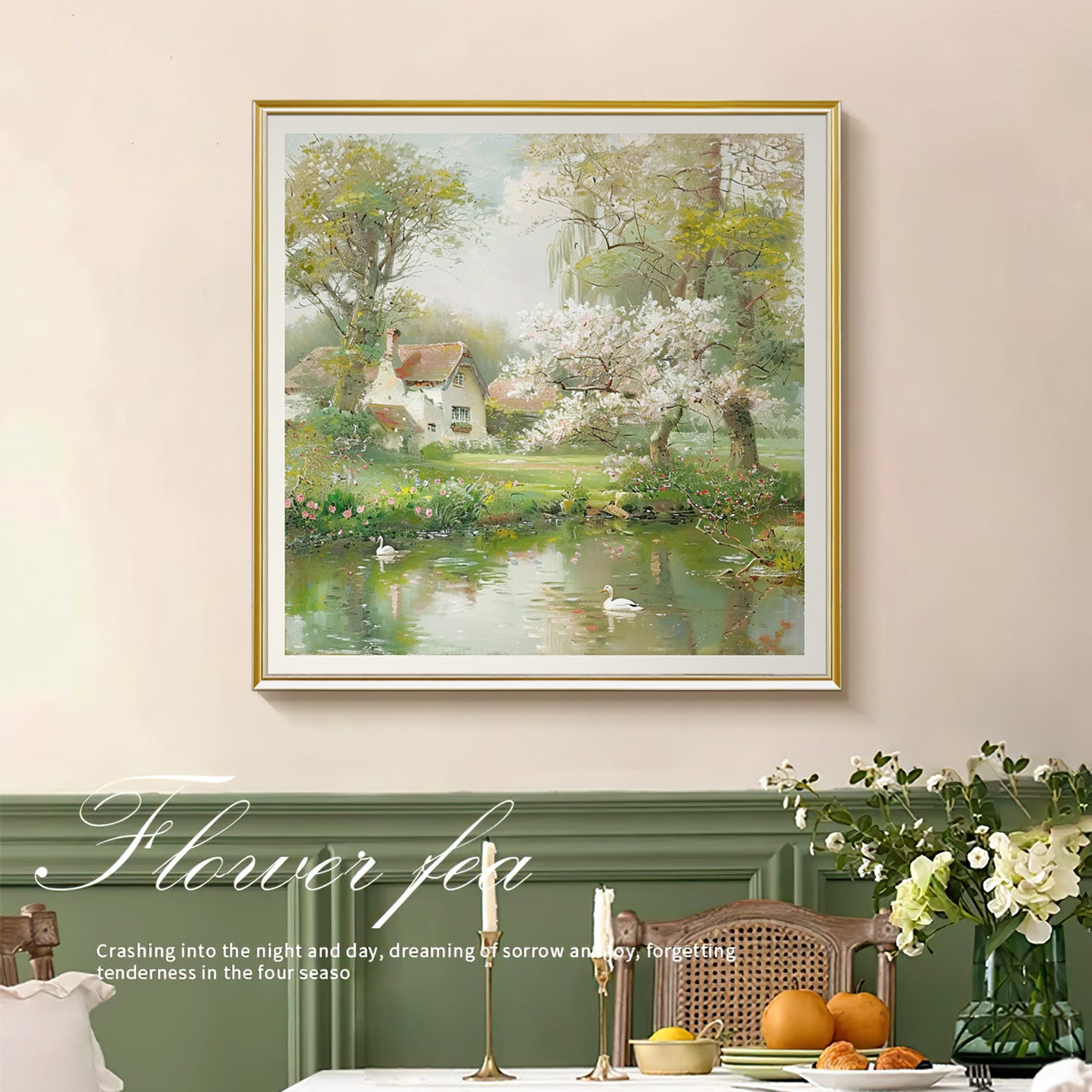 HIGHMAX Countryside Scenery Canvas 3D Wall Art Hand Oil Painting Tranquil Landscape Living Room Bedroom Decor Gift