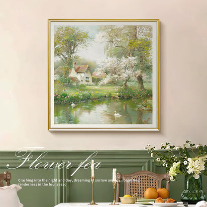 HIGHMAX Countryside Scenery Canvas 3D Wall Art Hand Oil Painting Tranquil Landscape Living Room Bedroom Decor Gift