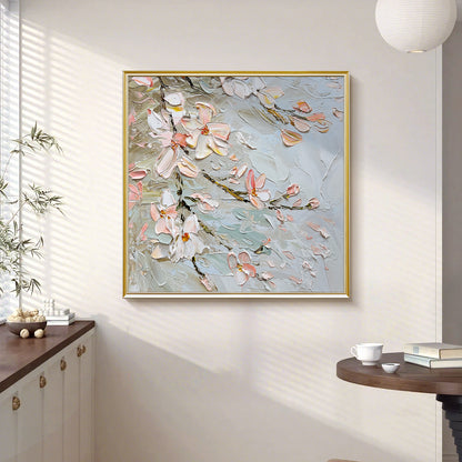 HIGHMAX Flower Canvas 3D Wall Art Hand Oil Painting Abstract Pink Heavy Textured Living Room Bedroom Decor Gift