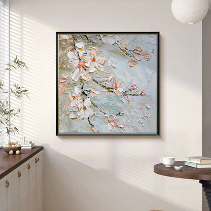 HIGHMAX Flower Canvas 3D Wall Art Hand Oil Painting Abstract Pink Heavy Textured Living Room Bedroom Decor Gift