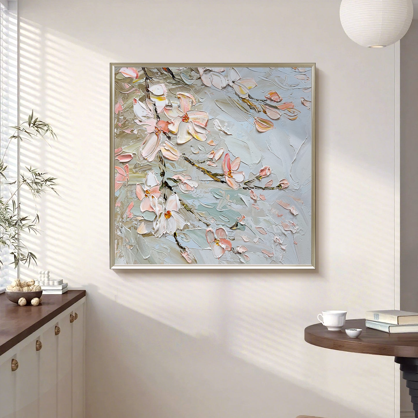 HIGHMAX Flower Canvas 3D Wall Art Hand Oil Painting Abstract Pink Heavy Textured Living Room Bedroom Decor Gift