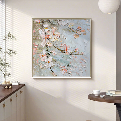 HIGHMAX Flower Canvas 3D Wall Art Hand Oil Painting Abstract Pink Heavy Textured Living Room Bedroom Decor Gift