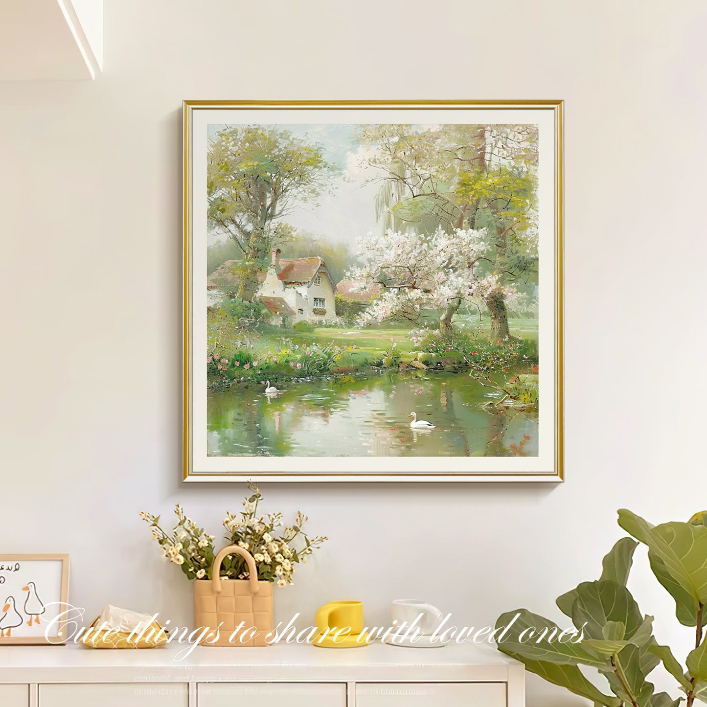 HIGHMAX Countryside Scenery Canvas 3D Wall Art Hand Oil Painting Tranquil Landscape Living Room Bedroom Decor Gift