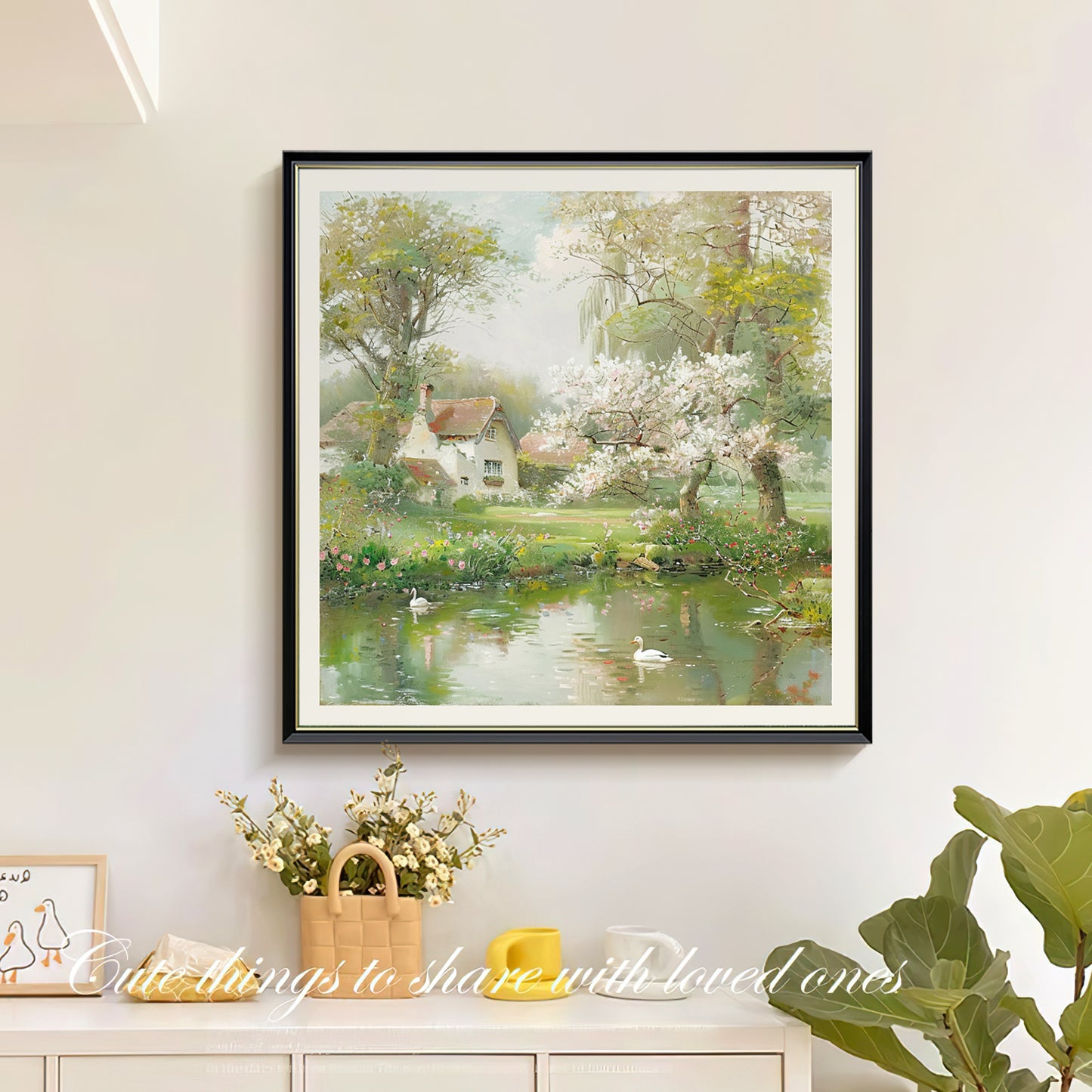 HIGHMAX Countryside Scenery Canvas 3D Wall Art Hand Oil Painting Tranquil Landscape Living Room Bedroom Decor Gift