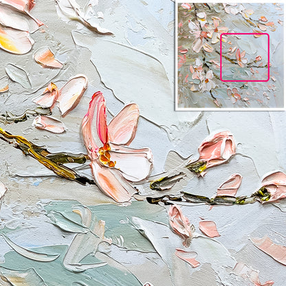 HIGHMAX Flower Canvas 3D Wall Art Hand Oil Painting Abstract Pink Heavy Textured Living Room Bedroom Decor Gift