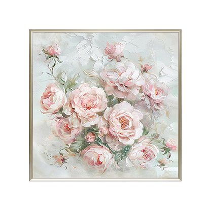 HIGHMAX Pink Rose Bouquet Canvas 3D Wall Art Hand Oil Painting Romantic Floral Decor Living Room Bedroom Gift