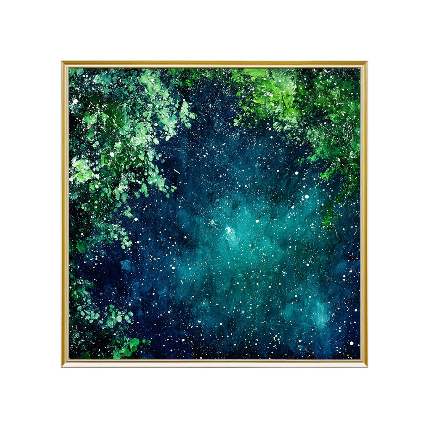 HIGHMAX Starry Night Forest Canvas 3D Wall Art Hand Oil Painting Abstract Night Landscape Living Room Bedroom Decor Gift