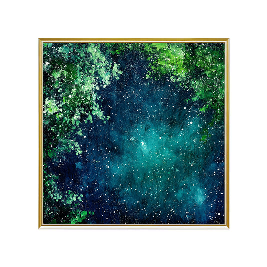 HIGHMAX Starry Night Forest Canvas 3D Wall Art Hand Oil Painting Abstract Night Landscape Living Room Bedroom Decor Gift