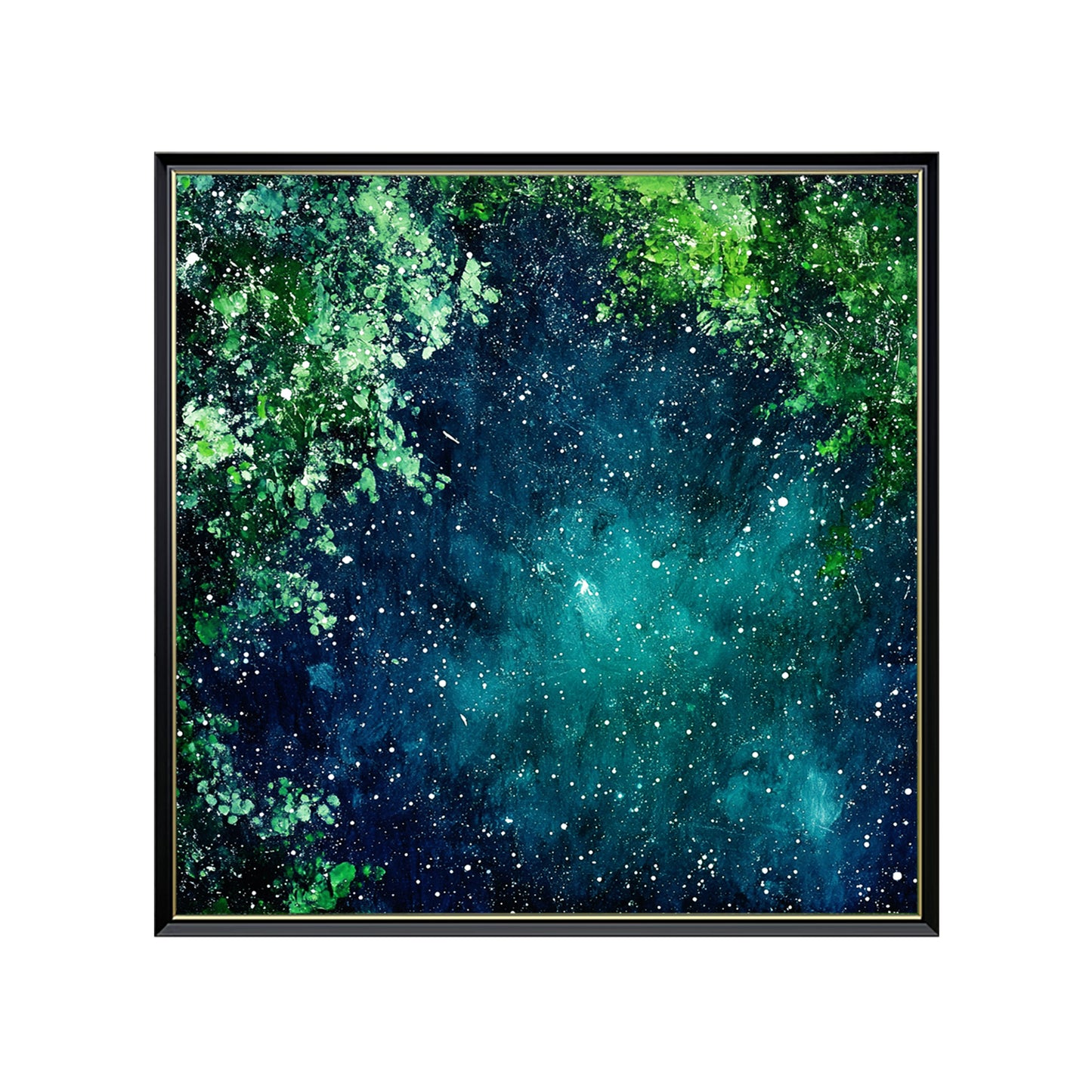 HIGHMAX Starry Night Forest Canvas 3D Wall Art Hand Oil Painting Abstract Night Landscape Living Room Bedroom Decor Gift