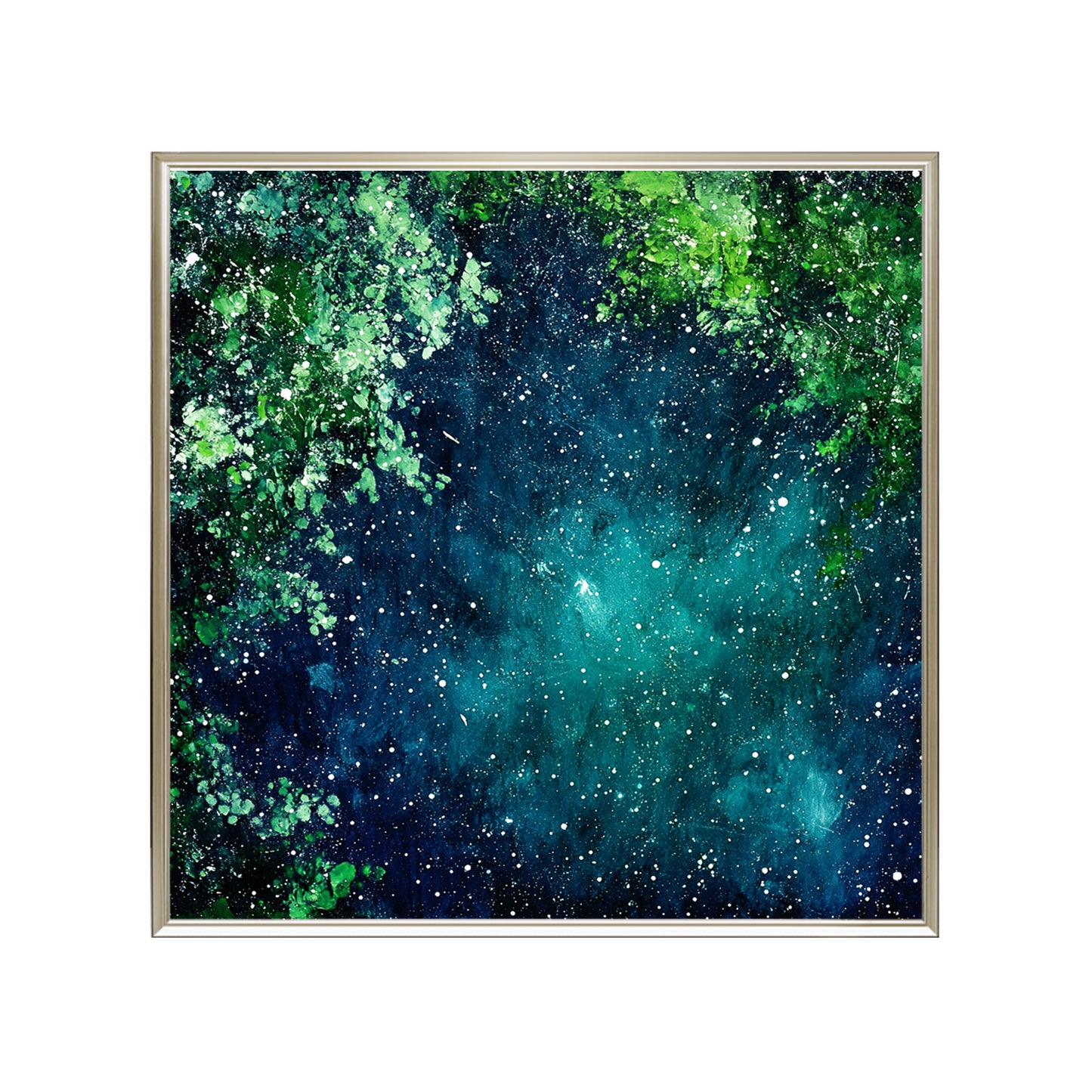 HIGHMAX Starry Night Forest Canvas 3D Wall Art Hand Oil Painting Abstract Night Landscape Living Room Bedroom Decor Gift