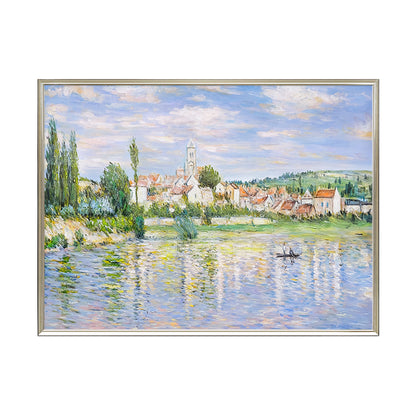 HIGHMAX Riverside Town Canvas 3D Wall Art Hand Oil Painting Impressionist Landscape Living Room Bedroom Decor Gift